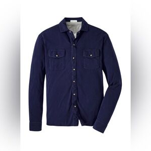 Peter Millar Men's Navy Lava Wash Snap Front Shirt- NWOT